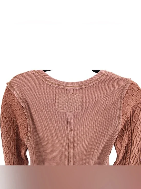 We The Free Twisted Cable Cuff Henley - Caramel Cafe - Picture 10 of 15